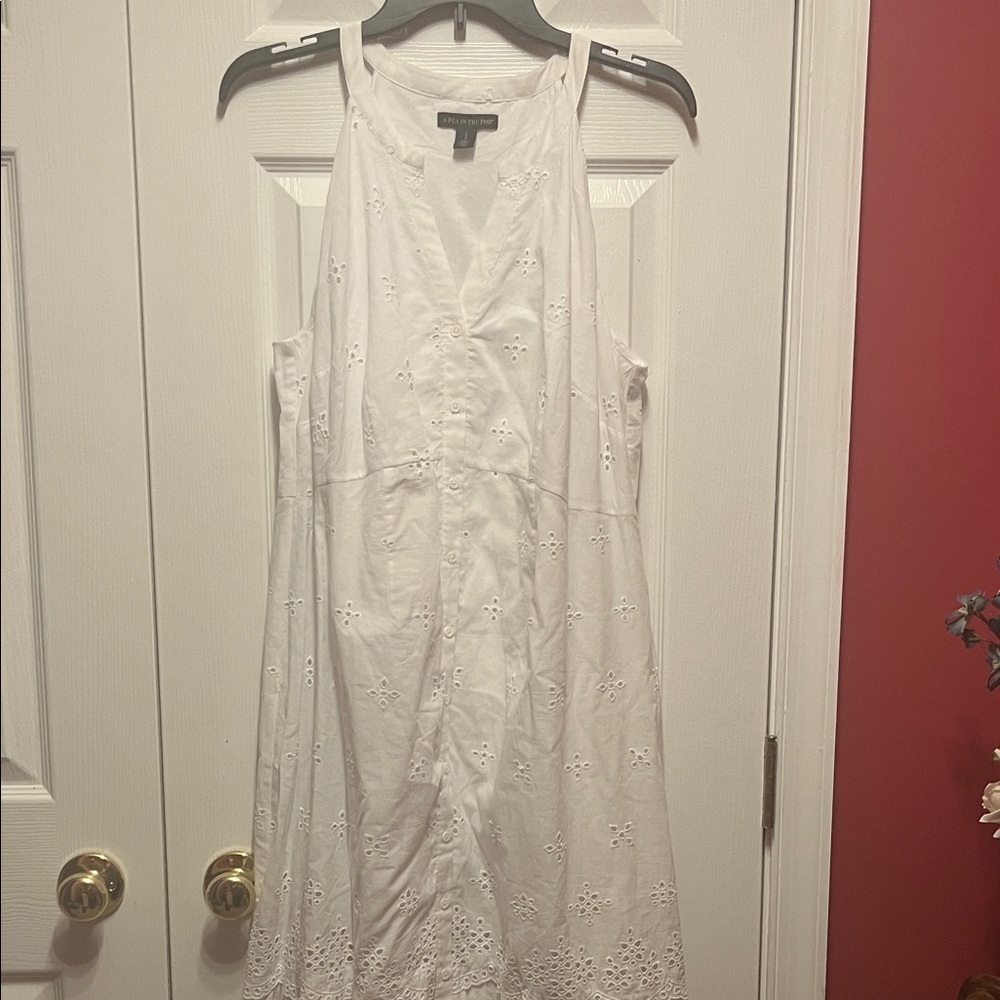 A Pea in the Pod White Eyelet Midi Dress